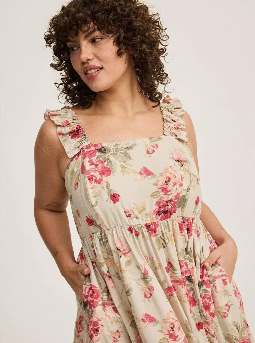 Torrid Maxi Challis Ruffle Strap Tiered Dress Plus Size 11x  Boho floral NWT BM - Picture 5 of 6